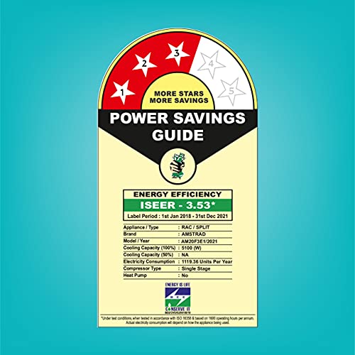 Image of Amstrad 1.5 Ton 3 Star Non-Inverter Split AC (Copper, AM20F3E1, White)