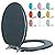 BLOFDE Round Toilet Seat Wood Toilet Seat Prevent Shifting with Zinc Alloy Hinges American Standard Size Toilet Seat Easy to Install also Easy to Clean(Round,Sparkling Black)