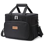 Lifewit Large Lunch Bag for Adults, 24-Can 15L Insulated Lunch Box Leakproof Soft Cooler Cooling Tote for Men Women, Waterproof Reusable Cooler Bags for Work Office Outdoor Picnic Camping, Black