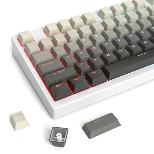 Image of PBT Gradient Grey Keycaps, Shine Through Cherry Profile Keycaps, Double Shot Custom Minimalist Style for MX Switched Mechanical Keyboard