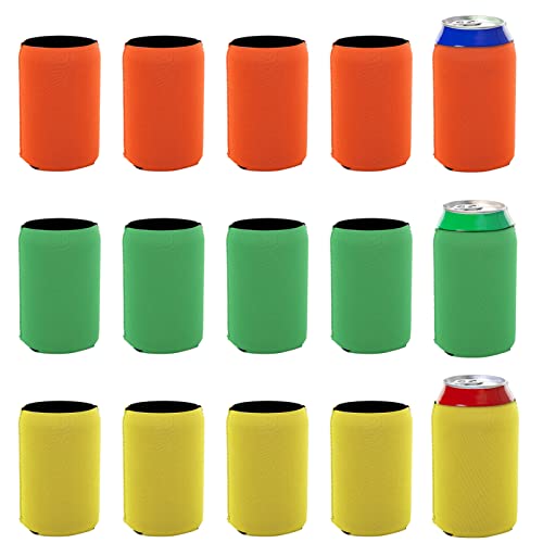 Enfriadores de latas de cerveza plegables, 15pcs Koozies para latas de colores, reciclable mangas de cerveza de neopreno Coolies, fundas latas de cerveza Lavable a máquina