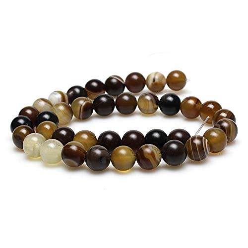 Mjdcb Natural Stone Beads Matte Coffee Stripe Agate Round Loose Beads For Jewelry Making Diy Bracelet Necklace (10Mm) #TOP1