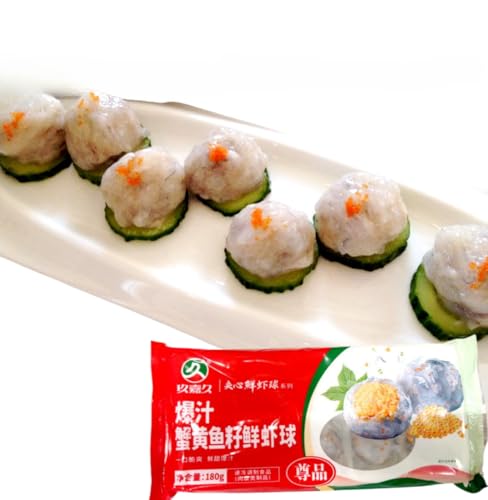 玖嘉久 爆汁蟹黄魚?鮮蝦球 魚卵えび団子 180g 冷凍食品 鮮蝦球 シャーフア エビ団子 えび団子 蝦球 エビ団子 火鍋 煮込み しゃぶしゃぶ 鍋 鍋料理 蟹黄魚?蝦球 蟹黄蝦球 魚?蝦球 ?球 爆汁蟹黄???球 (3点)