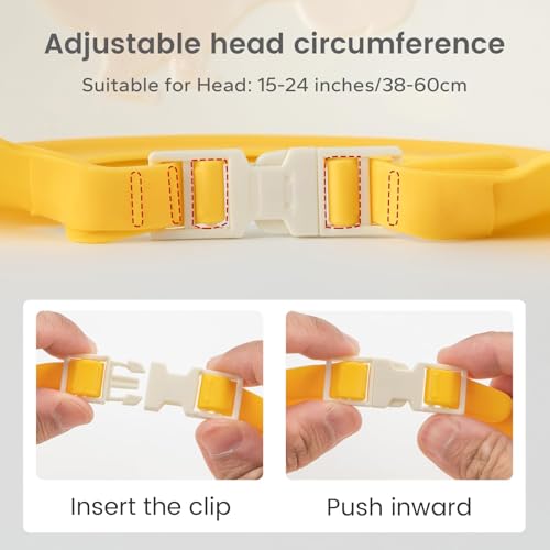 Image of FUNUPUP Baby Shower Cap for Kids, Baby Bath Shampoo Visor Cap Hair Washing Shield Adjustable, Yellow Dinosaur