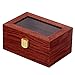 Huante 3 Steckplatz Holz Uhr Vitrine, Glas Gekrrnt Uhr Holz Uhr Vitrine Uhr Schmuck Organizer, Rot-