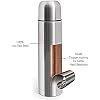 Milton 34 oz Stainless steel insulated water bottle 1 Litre, Leakproof, 12 hours Hot, 24 hours cold, Double Walled Vacuum Metal Flask for Sports, Gym, Travel friendly, Dishwasher Safe, Plain Lid 1000