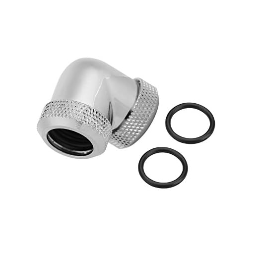 Vipxyc 14 mm 90 graders rörkontakt OD G1/4 DIY vridning 90 graders armbåge dubbel hård rörkontakt vatten vätska kylning (silver)