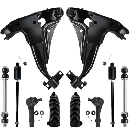Image of Detroit Axle - 4.0L 10pc Front End Kit for 2002-2003 Ford Explorer Mercury Mountaineer, 2 Lower Control Arms with Ball Joint 2 Sway Bars 4 Inner Outer Tie Rods 2 Boots Replacement