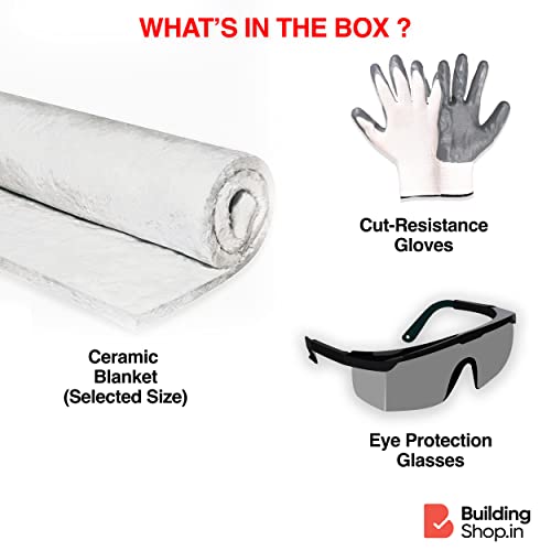 BUILDINGSHOP Ceramic Thermal Blanket (64 Density, 1" X 24" X 120" (10 Feet)) Heat Insulation Sheet - Fiber Rajai Thermal Insulation Sheet Used As Heat Sheet for Chimney, Jewellery Making, Pizza Oven