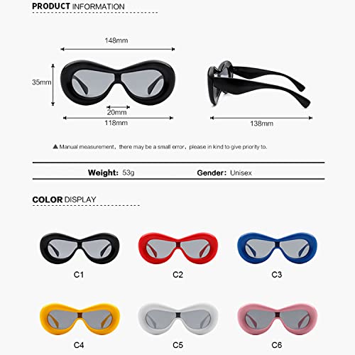 Oversized Thick Shades Inflated Frame Oval Y2k Sunglasses Futuristic Eyewear Aesthetic Sun Glasses for Women Men4