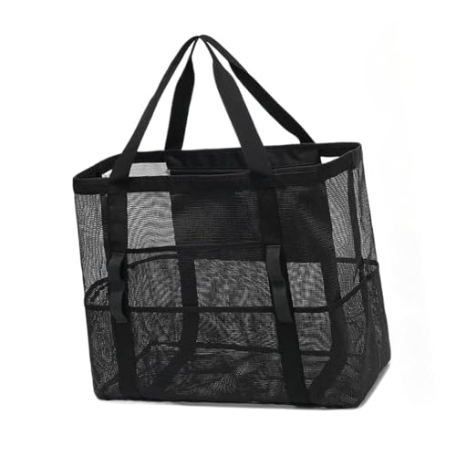 Yctze Große Netz-Strandtasche – Netz-Strandtasche, Große Pool-Schwimmtasche mit Reißverschluss, Spielzeug, Urlaub, Vielseitig Einsetzbar – Faltbare Badetasche – Kleidung, Schuhe und Schmuck/Gepäck