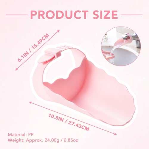 Image of Faucet Extender for Kitchen Sink and Bathtub, Universal PP Kids Hand Wash Faucet Extension Easy Install Toddler Bathroom Accessory (Pink)
