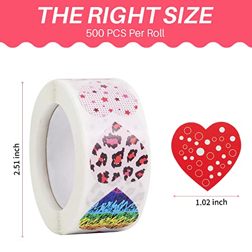 1000 Pieces Colorful Love Heart Stickers For Holiday Decorations Christmas Wedding (1 Inch / 2 Rolls) #TOP1