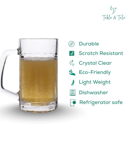 Image of Table & Tale Americano Line 340 ml Beer Mug Set of 12 from Brazil | Crystal Clear Beer Mug | Ideal for Beer, Cocktails, Mocktails, Cold Drinks & Other Beverages