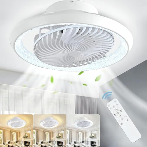 Ventilatore da soffitto con telecomando, dimmerabile, silenzioso, plafoniera, illuminazione per soggiorno e camera da letto | Leroy Merlin