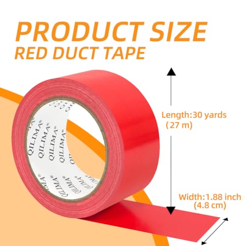 Image of QILIMA 5-Pack Red Duct Tape, Professional Grade Duct Tape for Photographers,Industrial, Professional Use, 2 Inch X 30 Yards
