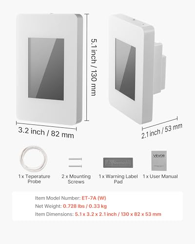 Image of VEVOR 7-Day Programmable Thermostat Gray-White (Without WiFi) - for Radiant Underfloor Heating Cable & Heat Pump, GFCI & Sensitive Sensor, TFT Color Touch Display, Energy-Efficient