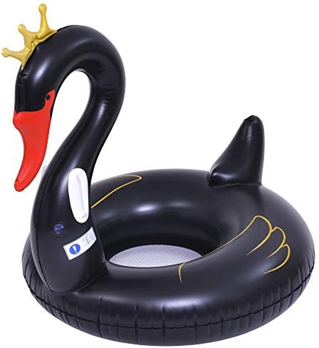 45" Inflatable Black Swan Swimming Pool Lounger