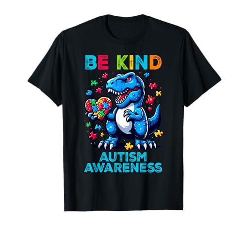 Love Puzzle Cute Dinosaur Be Kind Autism Awareness Month Maglietta
