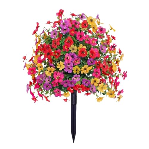 Introti Fleurs artificielles de 60 cm avec piquet, fleurs artificielles en soie multicolores, ne se décolorent pas, faciles à installer pour porche,...