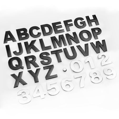 srasakan 車用 立体 エンブレム ステッカー 装飾 ドレスアップ 外装 パーツ アルファベット レター 大文字 銀色数字 ナンバー ステッカー （37個入り）