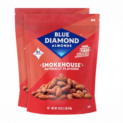 Blue Diamond Almonds Gluten Free Smokehouse Flavored Snack Nuts, 16 Oz Resealable Bag (Pack of 2)