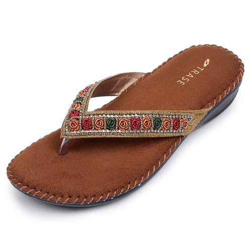 Image of TRASE Orthopedic Comfortable Footwear for Women | Stylish V Strap Chappal with Soft Cushioned Footbed | Perfect Slippers for Woman Daily Use