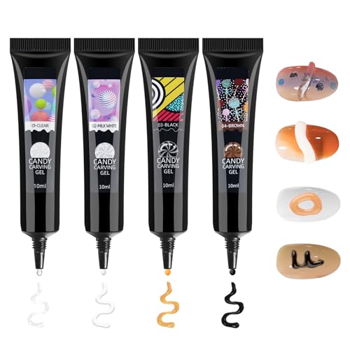 KUIRUNRX® 4 Piezas Gel Paint Nail Art, Uñas Acrilicas, Polygel Para Uñas, Extensor Rápido de Poligel para Uñas de Gel, Aspecto Natural y Duradero, para Principiantes y Profesionales de Salón(10ML)