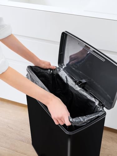 Curver Decobin Mülleimer 65L Rechteckig - Pedaleimer mit Soft-Close Mechanismus und Geruchsdichtem Deckel - Recycling Abfalleimer aus Kunststoff für Küche - Schwarz