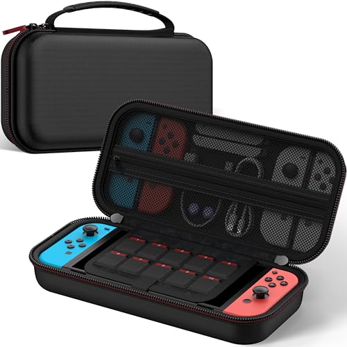 【Switch 2/Switch OLED対応】Switch 2/有機el ケース 保護カバー 収納バッグ 防水 防塵 防汚 耐衝撃 ナイロン素材 全面保護型 消臭 ゲームカード10枚 持ち運び便利 大容量 収納バッグ スイッチ ケース 黒