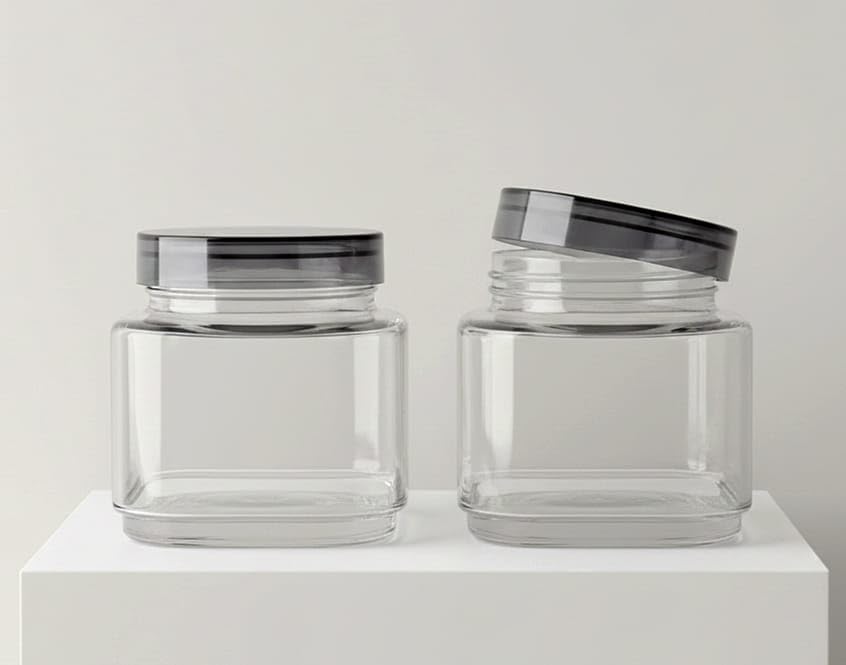 Image of Stylish Clear Transparent Glass Storage Jar With Airtight Lid For Spices, Snacks, Dry Fruits & Pantry Essentials (1)
