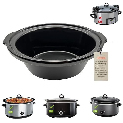 Oval replacment stoneware, Ceramic Pot Compatible for Crock Pot 7 Quarts Slow Cooker SCV700-S-BR,SCV700-KC, SCV700-B3-WM1-BR (7 QUART)