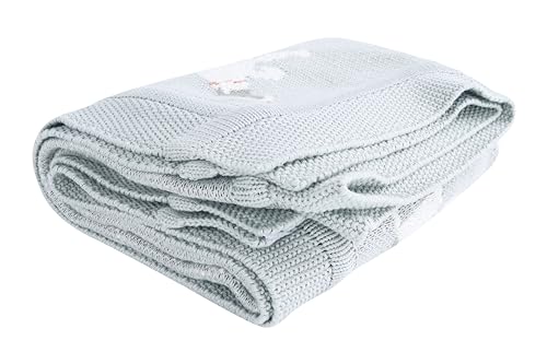 Image of Creative Co-Op DF2527 40 inch L x 32 inch W Cotton Knit Baby Dog Blanket, Blue, Small