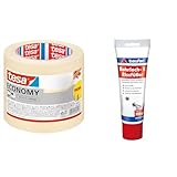 tesa Malerband ECONOMY - Vielseitiges Klebeband für Malerarbeiten ohne Lösungsmittel & Baufan 4016215101421 Bohrloch- und Rissfüller Spachtelmasse