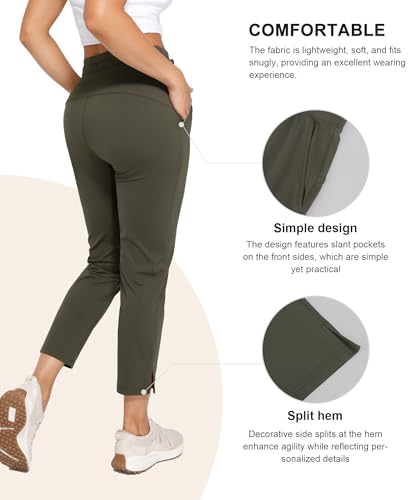 Women's Pants with Deep Pockets, 7/8 Stretch Ankle Sweatpants for Golf, Athletic, Lounge, Travel, Work4