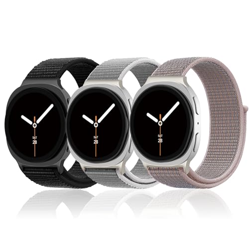 Image of 3 Pack Nylon Loop Band for Samsung Galaxy Watch 9 /8 40 /44mm 8 Classic 46mm | Soft Fabric, Sport Adjustable Strap, Replacement Wristband for Samsung Galaxy Watch 9 8 44mm 40mm /8 Classic 46mm Men Women