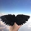 2pcs Mini Black and White Angel Feather Wings for Crafts with Elastic Straps, Doll Feather Wing Accessories Photography Accessories for Newborn,Doll,BJD #2