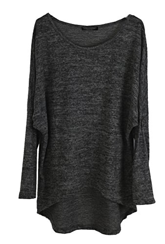 Emma & Giovanni - Pullover/T-Shirt Oversize - Damen (38/40 (Etikett M), Schwarz)