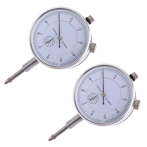 Ruitutedianzi 2X Dial Indicator Gauge 0-10mm Meter Precise 0.01 Resolution Concentricity Test