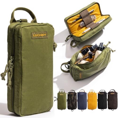 LOCHBY Venture Pouch | Multipurpose Tactical Mini Tool Bag | Water Resistant Waxed Canvas | Dual-Sided Zipper Pouch | for Motorcycle Bike EDC Pen Pencil Art Tech & Travel