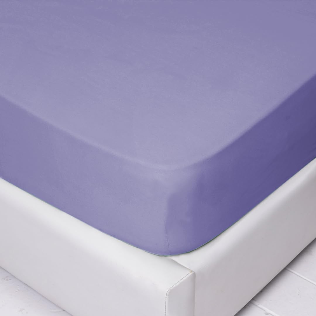 LARA MORADA - Set Completo Lenzuola Una Piazza E Mezza, Misura Francese, 100% Cotone, Made in Italy, Tinta Unita, per Letto 1 Piazza E Mezza 140x200cm, Lilla
