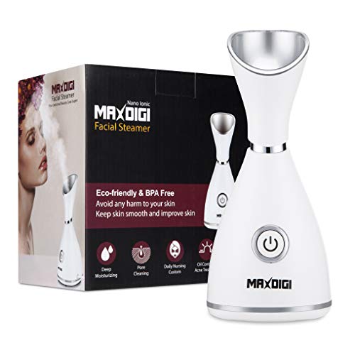 MAXDIGI Vaporizador facial, vaporizador facial iónico para eliminación de puntos negros, sauna facial y vaporizador con inhalador de vapor, vaporizador para resfriado y gripe, vaporizador facial para