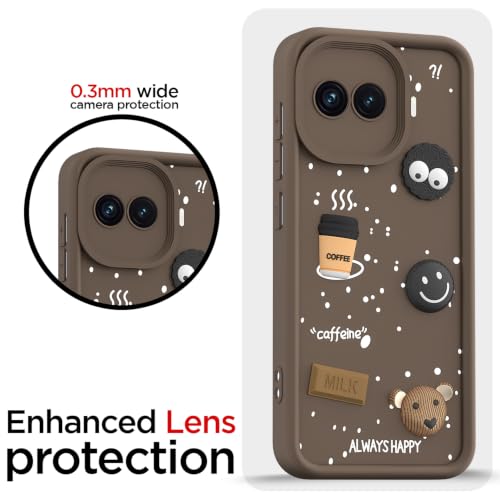 Image of Pikkme Back Cover for iQOO 15R 5G | 3D Bear Silicone Cute & Fun Coffee Cartoon | Full Body Protection Bumper Case (Brown)