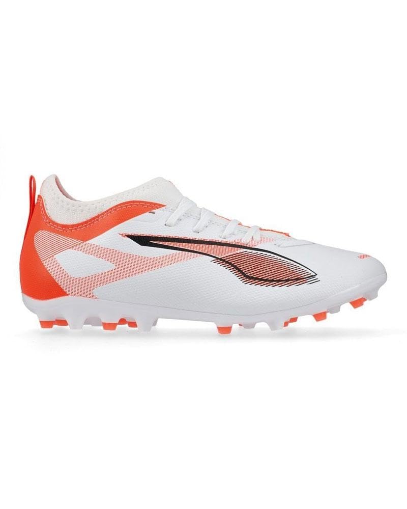 Puma - Ultra 5 Match MG JR, Zapatillas de fútbol Unisexo, Puma White-Puma Black-Glowing Red,