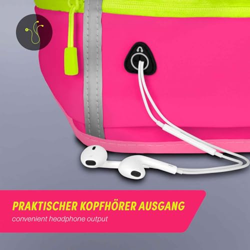 Sac banane de running étanche avec 3 compartiments rose vif