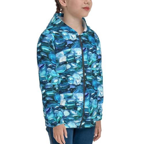 Blue Kyanite Kids Pullover Hoodies Boys Zip Up Sweatshirts Girls Athletic Clothes with Pocket4