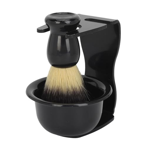 Beard Foaming Brush Set with Soap Bowl and Holder Rack, Soft Nylon Fiber ABS for Rich Lather Men's Grooming Kit