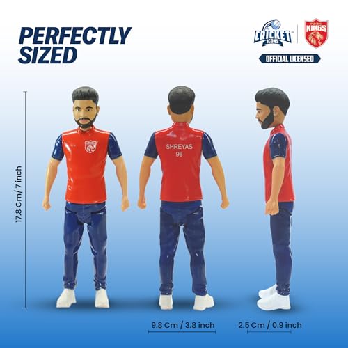 Image of Action Figure, IPL Edition 360 Rotatable Head, Cricket Player for Fans & Collectors (7 Inch Shreyas Iyer)