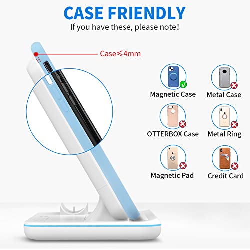Waitiee Wireless Charger 3 In 1,15W Fast Charging Station For Apple Iwatch 7/6/5/4/3/2/1,For Airpods Pro,For Iphone 14/13/12/Pro Max/11 Series/Xs Max/Xr/Xs/X/8/8 Plus,For Samsung Galaxy Phones (White) #TOP5