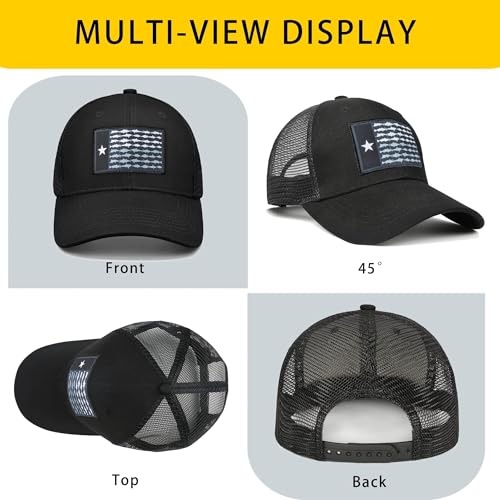 Image of Adjustable State Flag Trucker Hat Mesh Baseball Cap with Embroidered Patch for Men Women